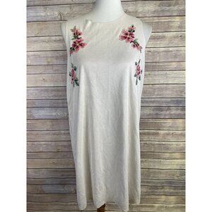 Blush Noir Large Faux Suede Dress Embroidered Floral Boho Zip Back Stretchy